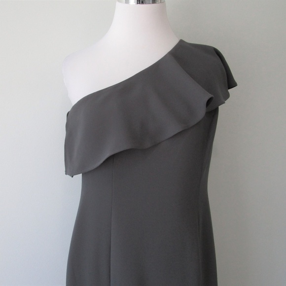 SALE! Calvin Klein Ruffle One Shoulder Slit Gown - Picture 3 of 8